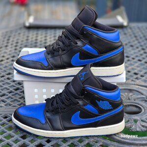 Men’s 11 Air Jordan 1 Mid 'Black Hyper Royal'